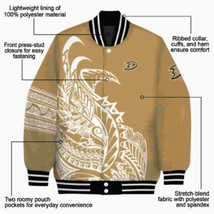 anaheim ducks tribal art gold white black jacket new arrival jacketwow