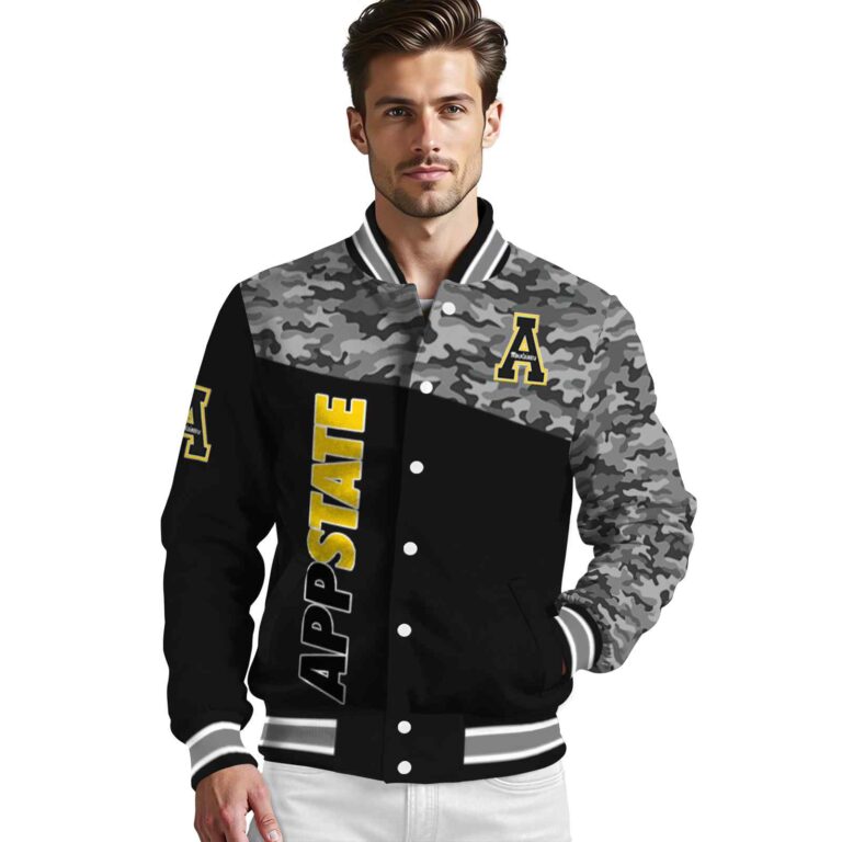appalachian state mountaineers camo patchwork black jacket high quality jacketwow