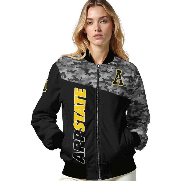 appalachian state mountaineers camo patchwork black jacket latest model jacketwow