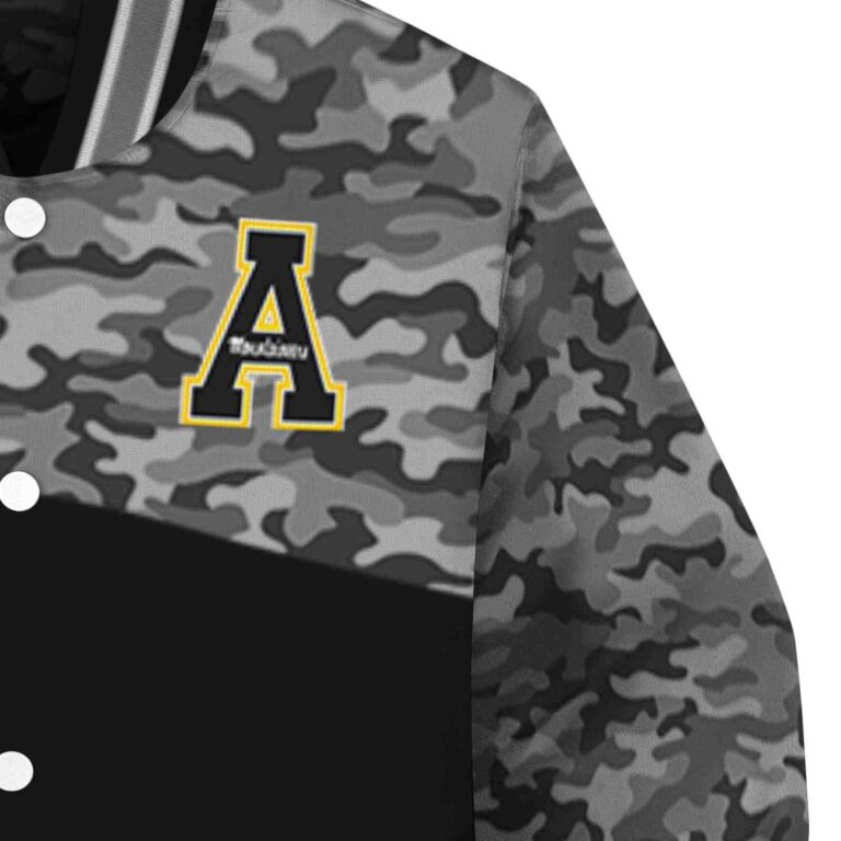 appalachian state mountaineers camo patchwork black jacket premium grade jacketwow