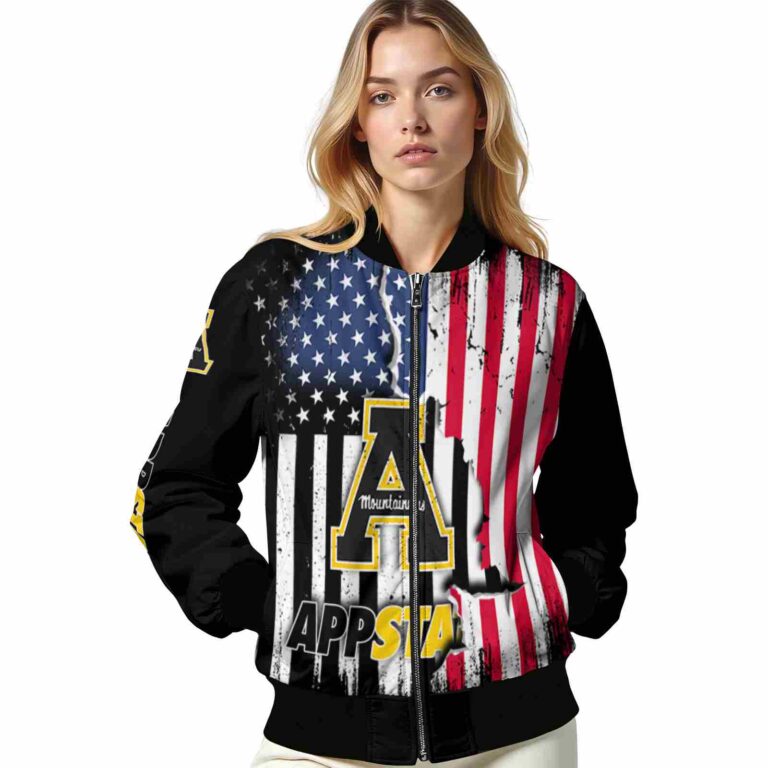 appalachian state mountaineers patriotic theme black jacket latest model jacketwow