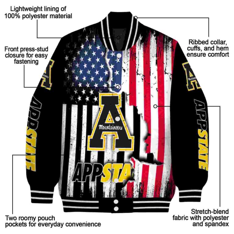 appalachian state mountaineers patriotic theme black jacket new arrival jacketwow