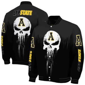 appalachian state mountaineers punisher skull black white jacket fashion forward jacketwow
