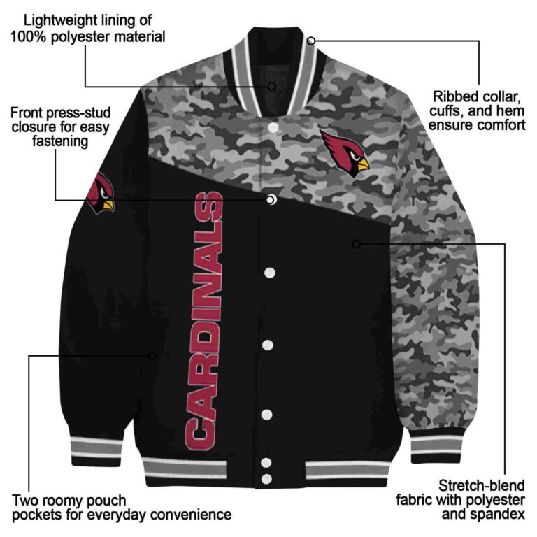 arizona cardinals camo patchwork black jacket new arrival jacketwow