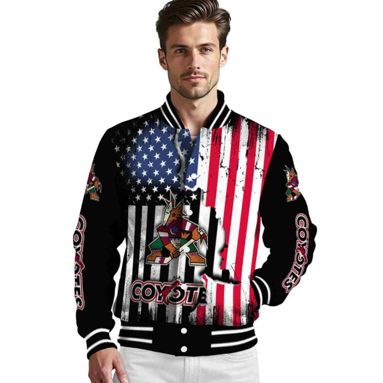 arizona coyotes patriotic theme black jacket high quality jacketwow