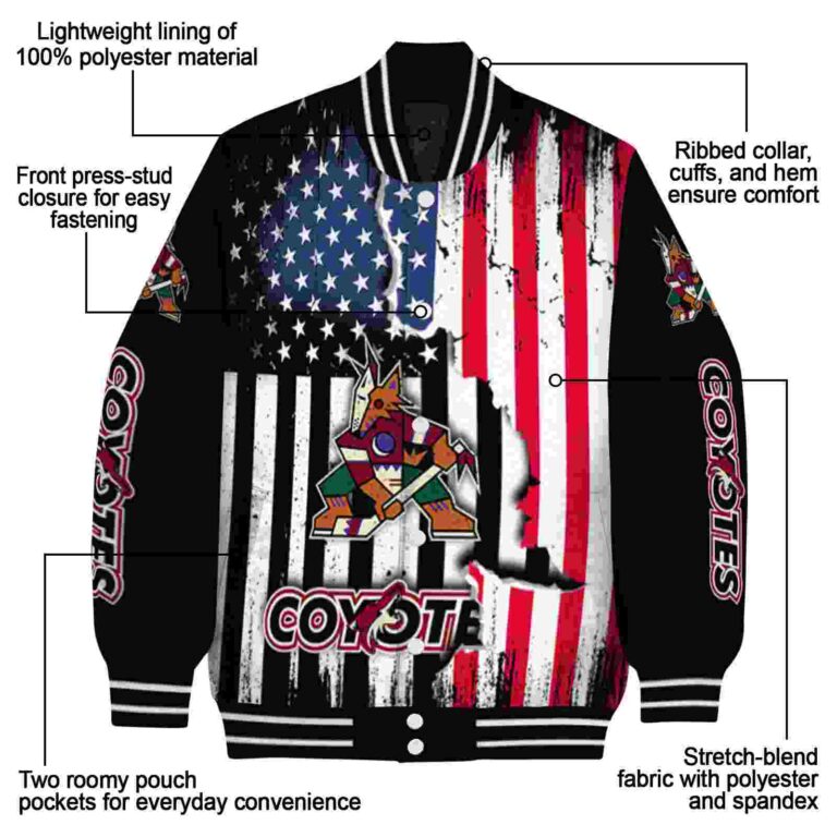 arizona coyotes patriotic theme black jacket new arrival jacketwow