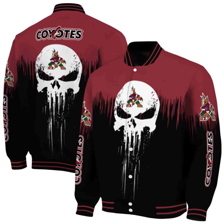 arizona coyotes punisher skull red black white jacket fashion forward jacketwow