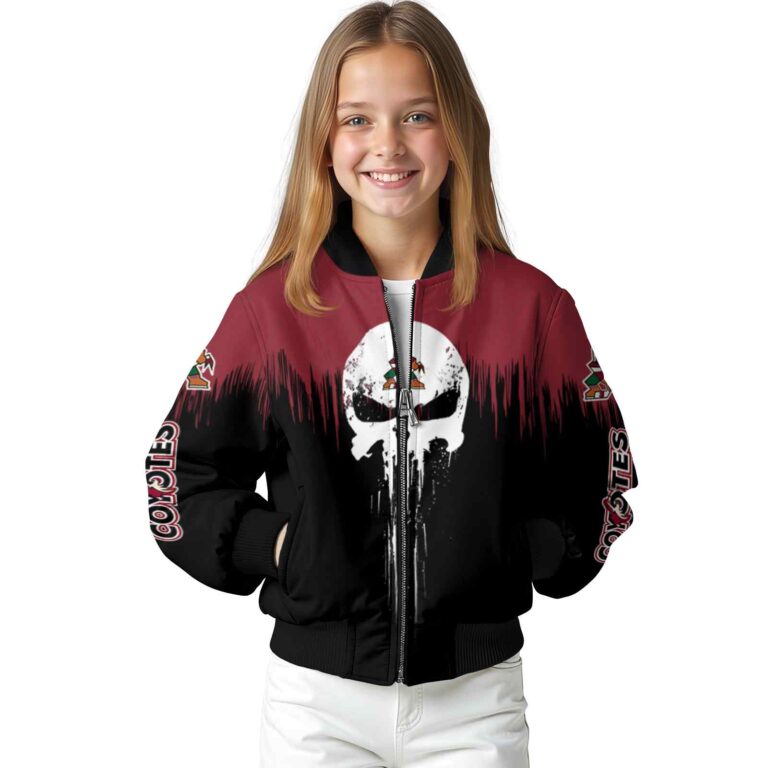 arizona coyotes punisher skull red black white jacket top rated jacketwow