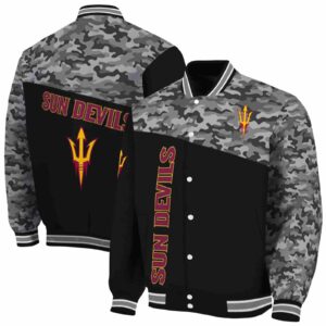 arizona state sun devils camo patchwork black jacket fashion forward jacketwow