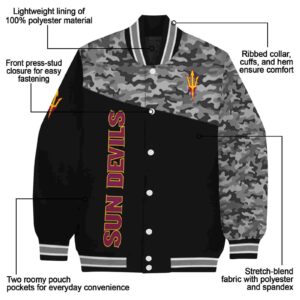 arizona state sun devils camo patchwork black jacket new arrival jacketwow