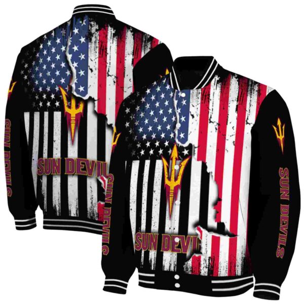 arizona state sun devils patriotic theme black jacket fashion forward jacketwow