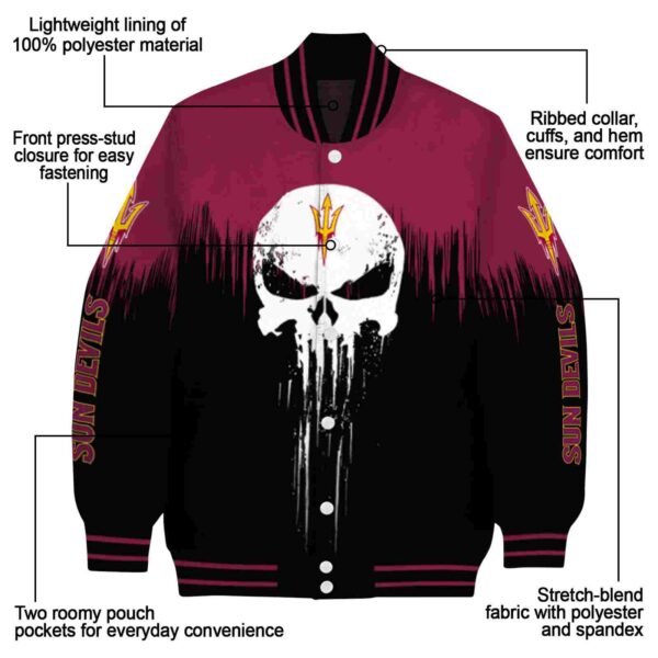 arizona state sun devils punisher skull maroon black white jacket new arrival jacketwow