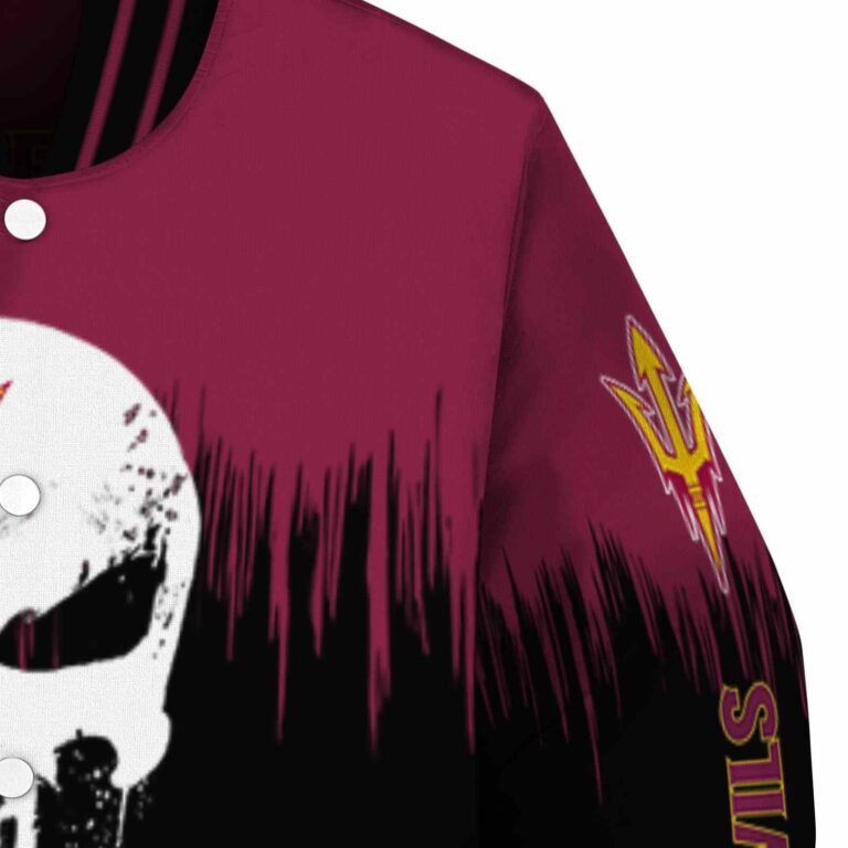 arizona state sun devils punisher skull maroon black white jacket premium grade jacketwow