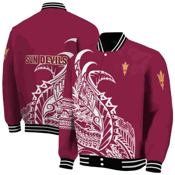 arizona state sun devils tribal art maroon white black jacket fashion forward jacketwow