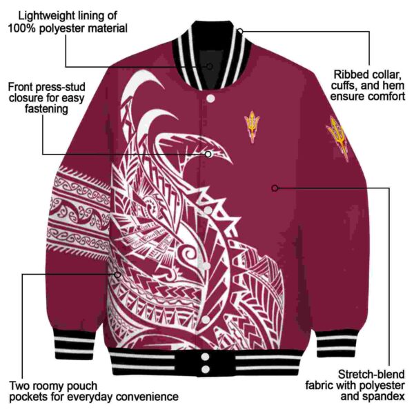 arizona state sun devils tribal art maroon white black jacket new arrival jacketwow