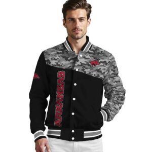 arkansas razorbacks camo patchwork black jacket high quality jacketwow