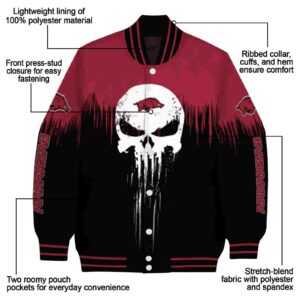 arkansas razorbacks punisher skull red black white jacket new arrival jacketwow