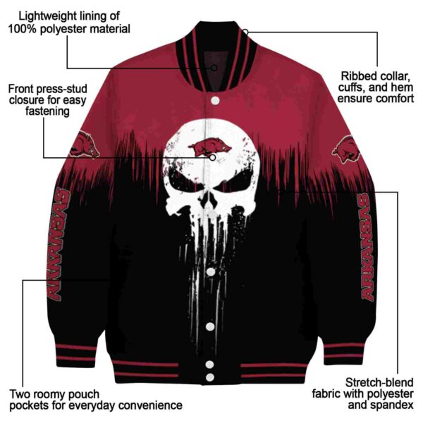 arkansas razorbacks punisher skull red black white jacket new arrival jacketwow