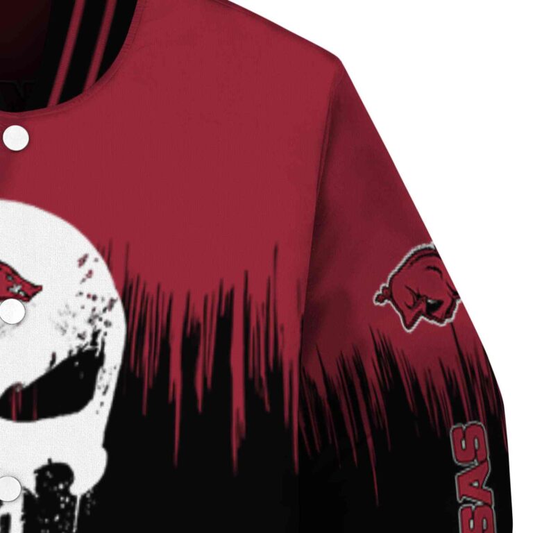 arkansas razorbacks punisher skull red black white jacket premium grade jacketwow
