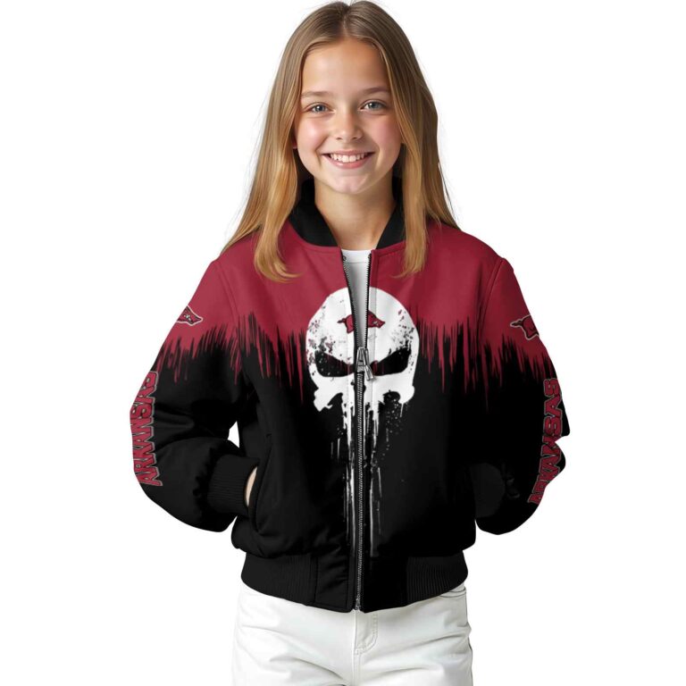 arkansas razorbacks punisher skull red black white jacket top rated jacketwow
