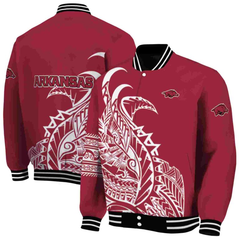 arkansas razorbacks tribal art red white black jacket fashion forward jacketwow