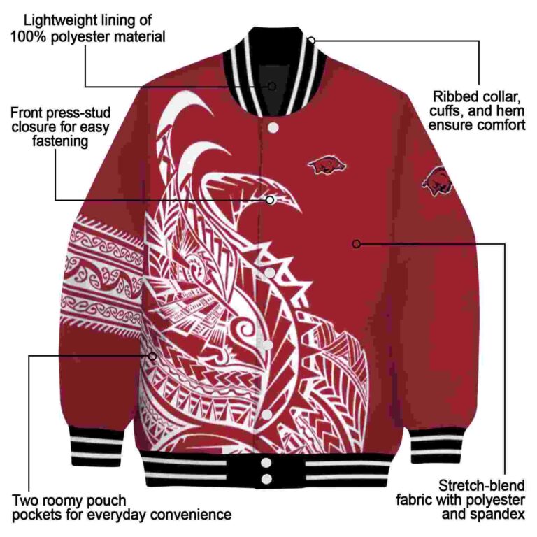 arkansas razorbacks tribal art red white black jacket new arrival jacketwow