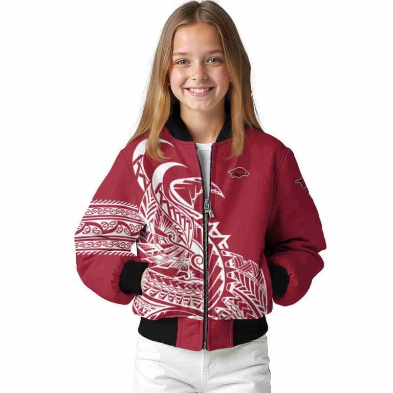 arkansas razorbacks tribal art red white black jacket top rated jacketwow