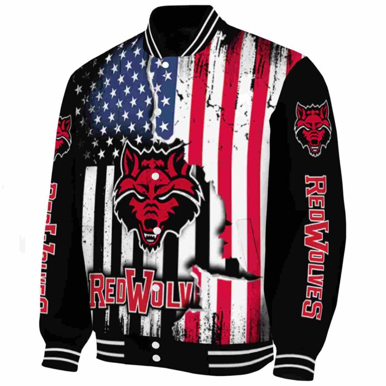 arkansas state red wolves patriotic theme black jacket best selling jacketwow