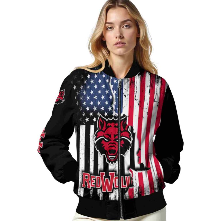 arkansas state red wolves patriotic theme black jacket latest model jacketwow