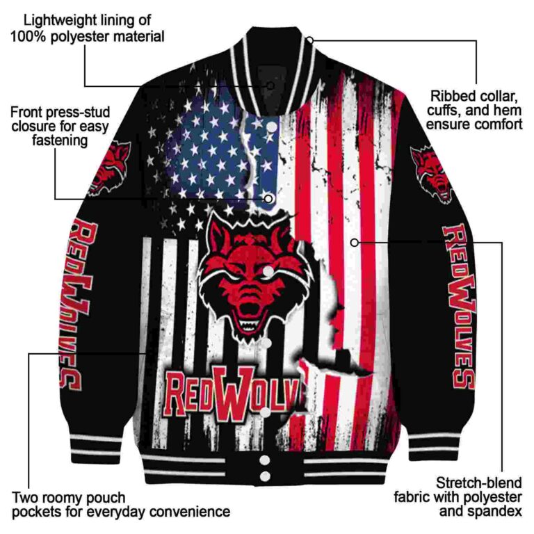 arkansas state red wolves patriotic theme black jacket new arrival jacketwow