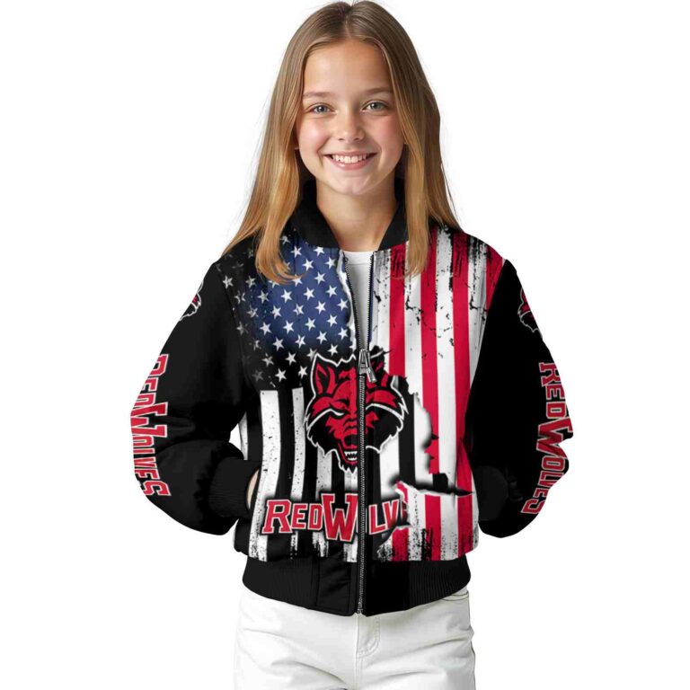 arkansas state red wolves patriotic theme black jacket top rated jacketwow