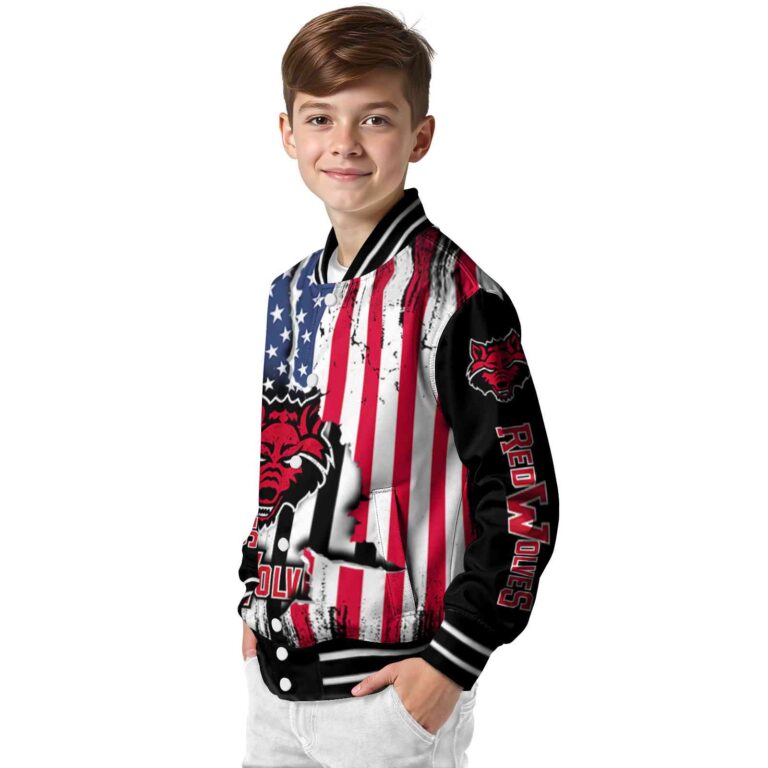 arkansas state red wolves patriotic theme black jacket trendy jacketwow