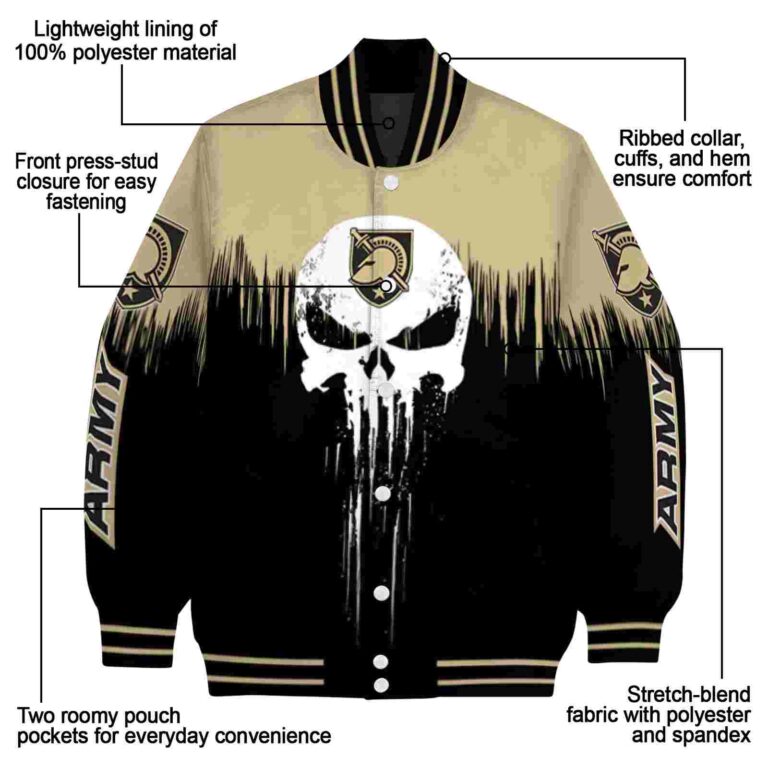 army black knights punisher skull gold black white jacket new arrival jacketwow