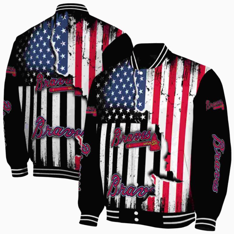 atlanta braves patriotic theme black jacket fashion forward jacketwow