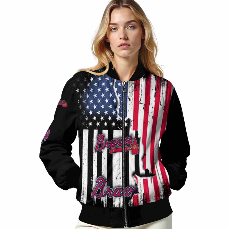 atlanta braves patriotic theme black jacket latest model jacketwow