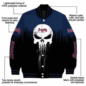 atlanta braves punisher skull navy black white jacket new arrival jacketwow