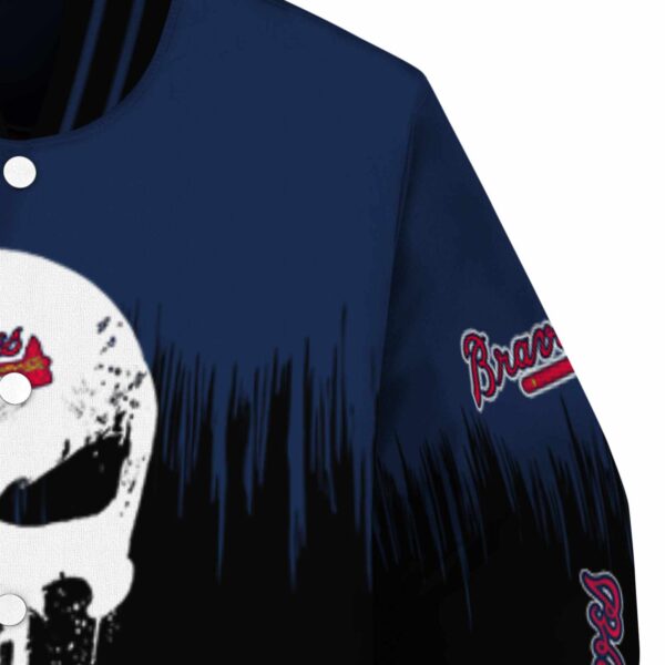 atlanta braves punisher skull navy black white jacket premium grade jacketwow