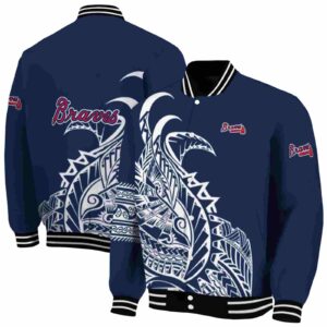 atlanta braves tribal art navy white black jacket fashion forward jacketwow