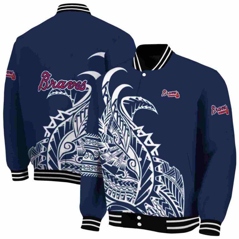 atlanta braves tribal art navy white black jacket fashion forward jacketwow