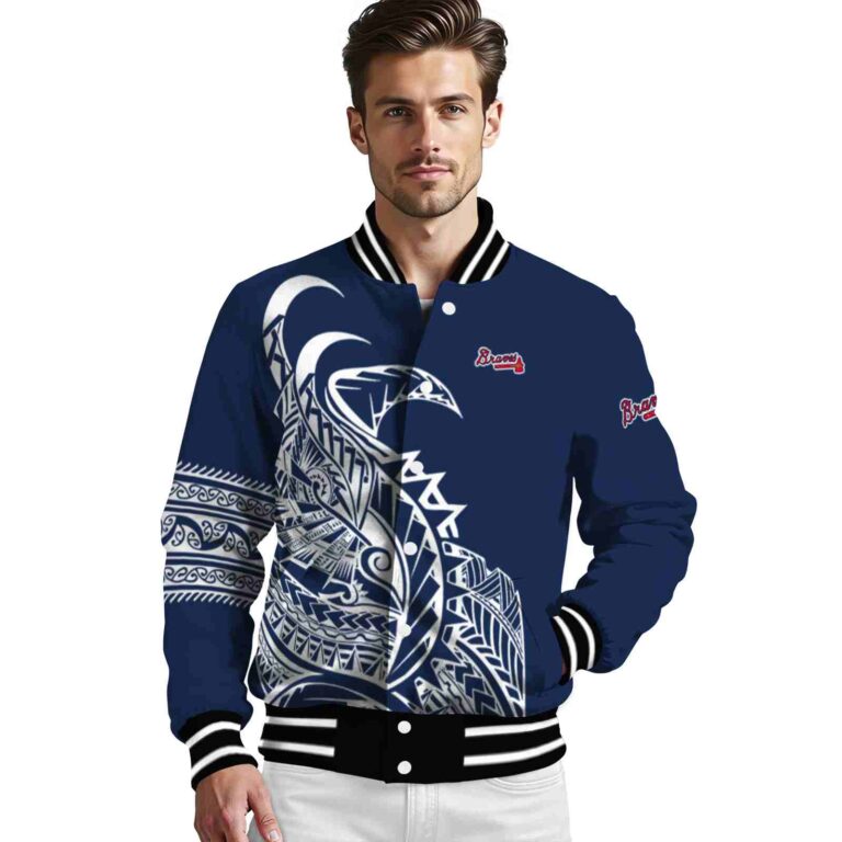 atlanta braves tribal art navy white black jacket high quality jacketwow