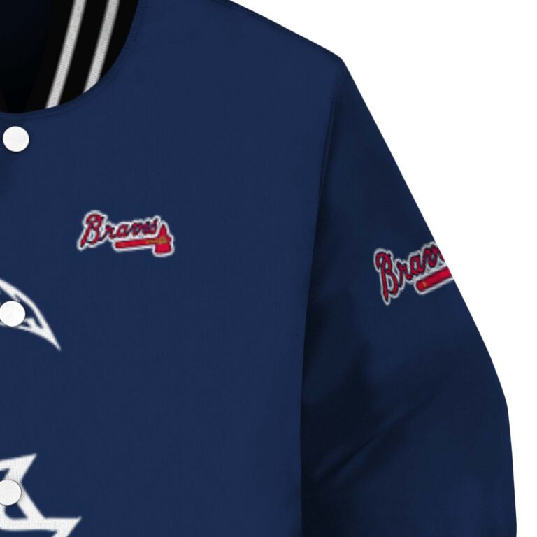 atlanta braves tribal art navy white black jacket premium grade jacketwow