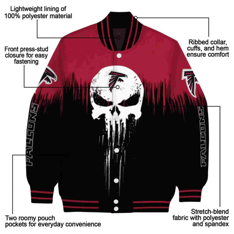 atlanta falcons punisher skull red black white jacket new arrival jacketwow
