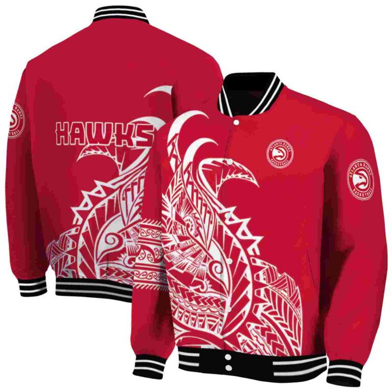 atlanta hawks tribal art red white black jacket fashion forward jacketwow