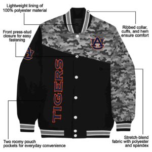 auburn tigers camo patchwork black jacket new arrival jacketwow