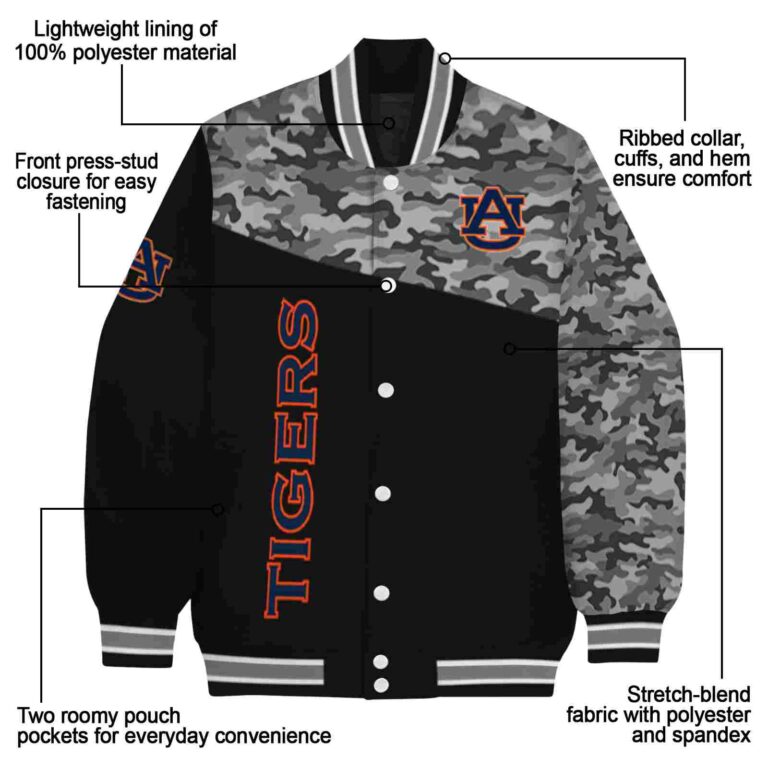 auburn tigers camo patchwork black jacket new arrival jacketwow
