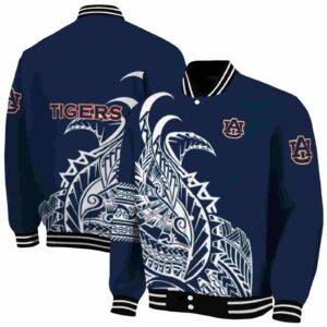 auburn tigers tribal art navy blue white black jacket fashion forward jacketwow