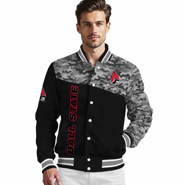 ball state cardinals camo patchwork black jacket high quality jacketwow