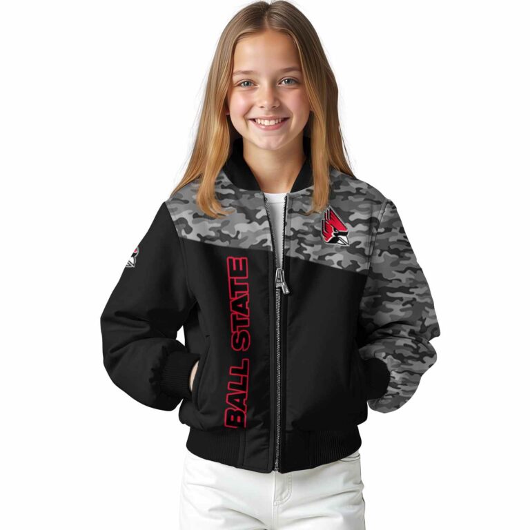 ball state cardinals camo patchwork black jacket top rated jacketwow