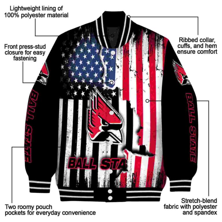 ball state cardinals patriotic theme black jacket new arrival jacketwow