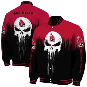 ball state cardinals punisher skull red black white jacket fashion forward jacketwow